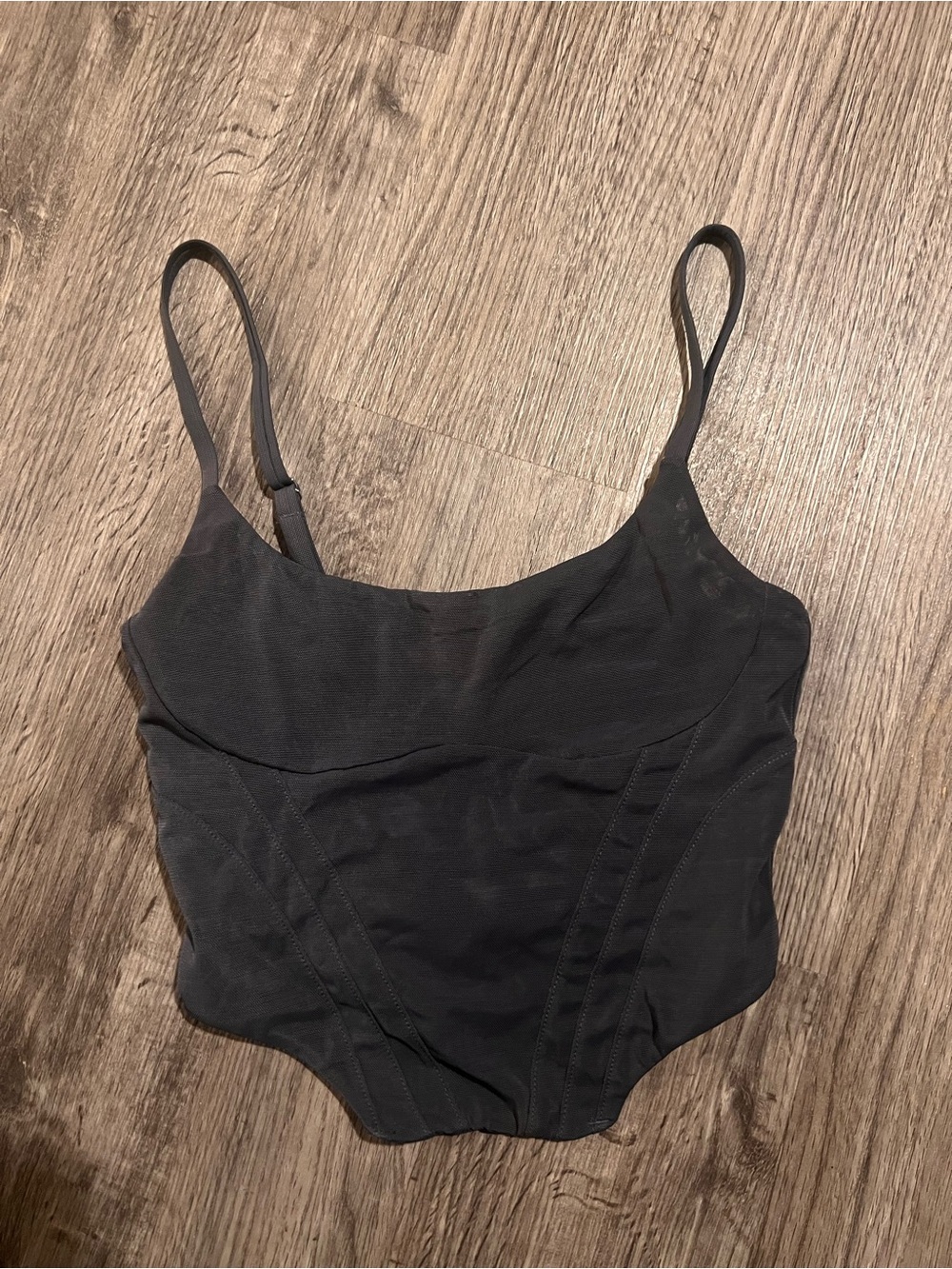 White Fox Dark Grey Corset Cropped Tank